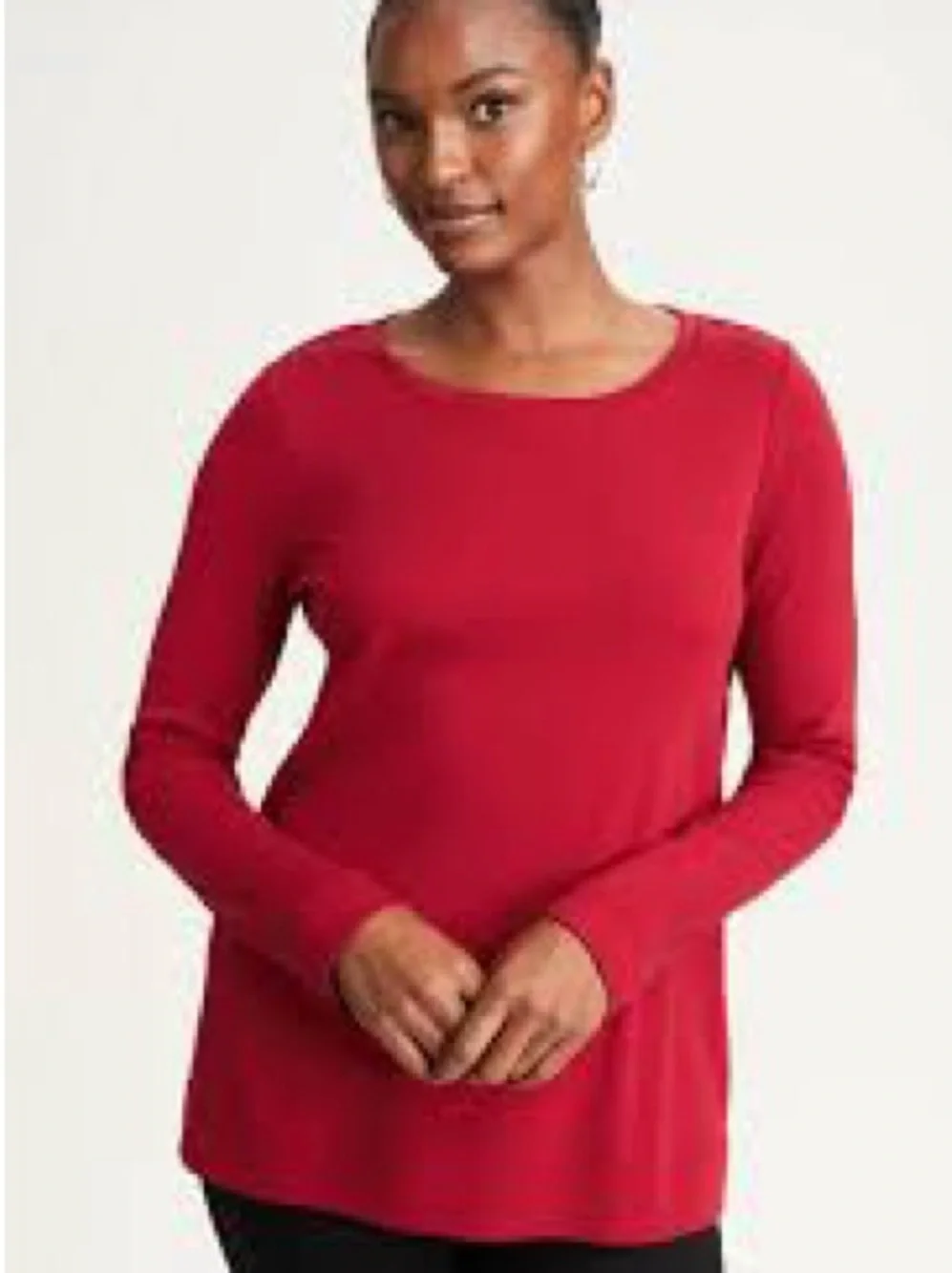 J. Jill Red Scoop Neck Long Sleeve Top - Picture 3 of 9